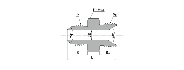 Nipple, BSP Male x JIC Male, 10K