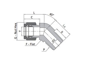 45° Male Elbow Fitting | Fractional Tube X NPT Thread