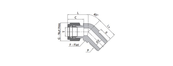 45° Male Elbow Fitting | Fractional Tube X NPT Thread