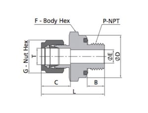 Male Connector Fitting | Fractional Tube X O-Seal with NPT Thread