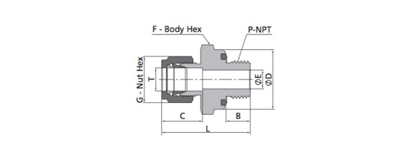 Male Connector Fitting | Fractional Tube X O-Seal with NPT Thread