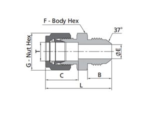 Male Connector Fitting | Fractional Tube X 37° Flare (AN)