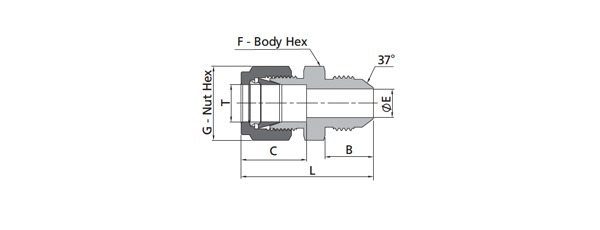 Male Connector Fitting | Fractional Tube X 37° Flare (AN)