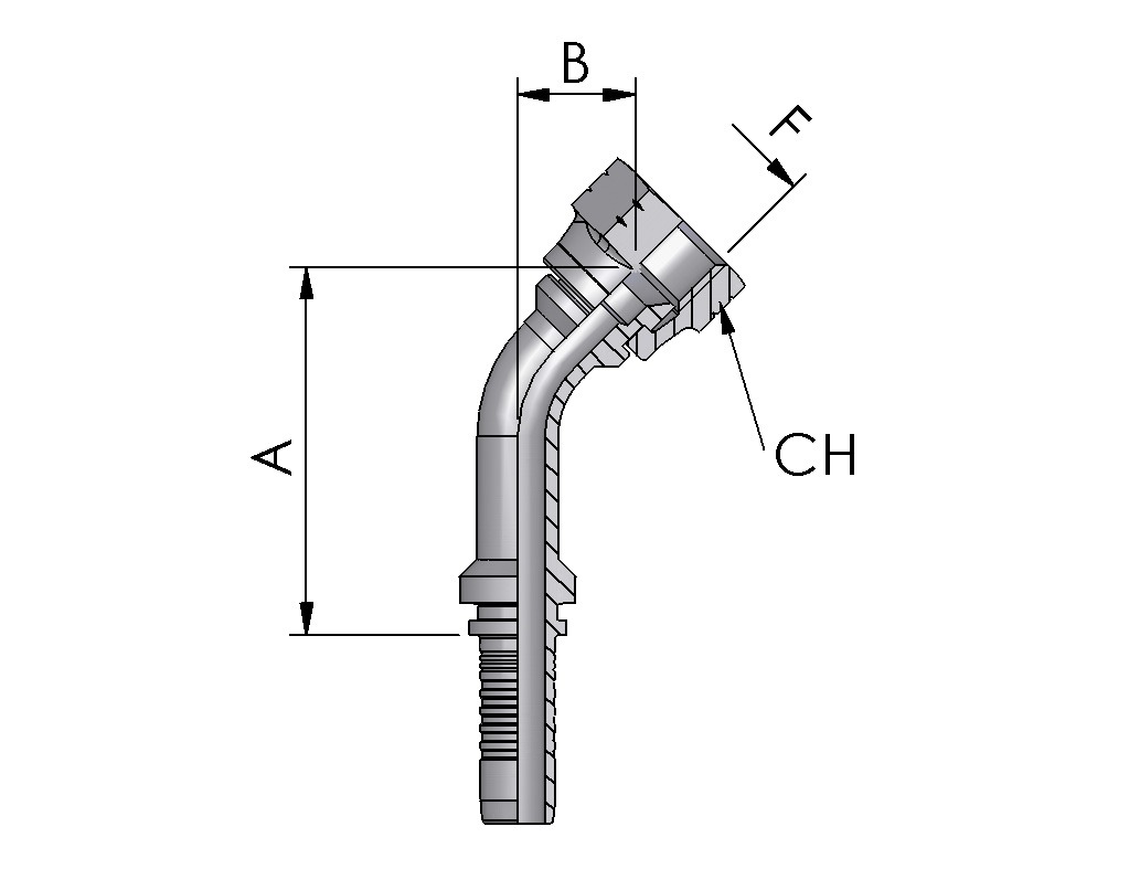 JIC FEMALE 45° ELBOW, 37° CONE