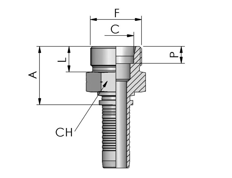 METRIC MALE, 24° CONE, LIGHT