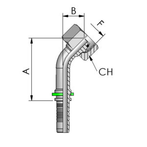 METRIC O-RING FEMALE 45° ELBOW, 24° CONE, LIGHT