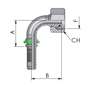 METRIC O-RING FEMALE 90° ELBOW, 24 CONE, HEAVY